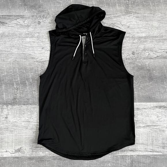 BYLT Basics The Performance Circuit Tank Mens L Black Hooded 1/4 Snap Workout - Picture 1 of 9